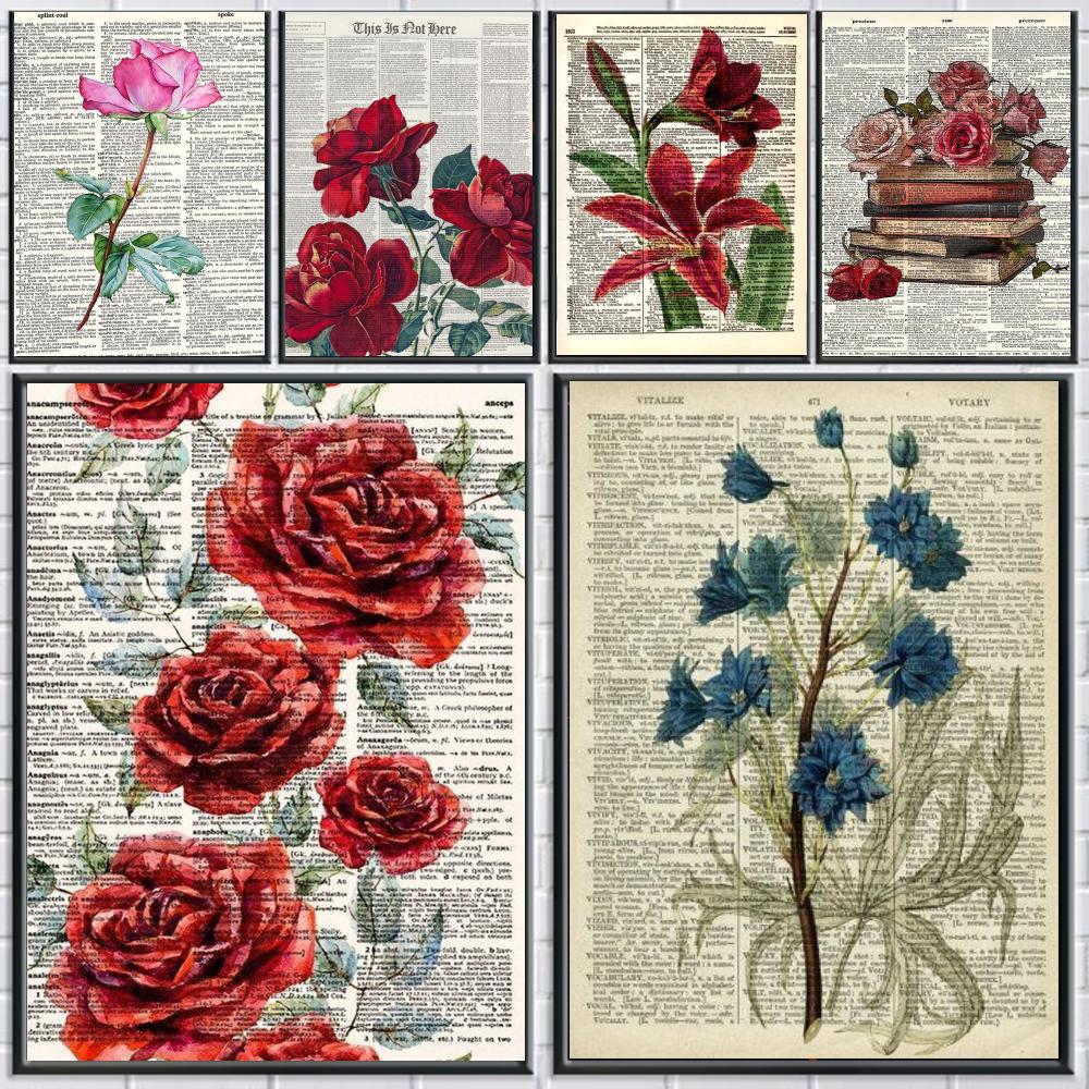 Home Office Dictionary - arte decorativa D-Dictionary Floral Print-T Poster