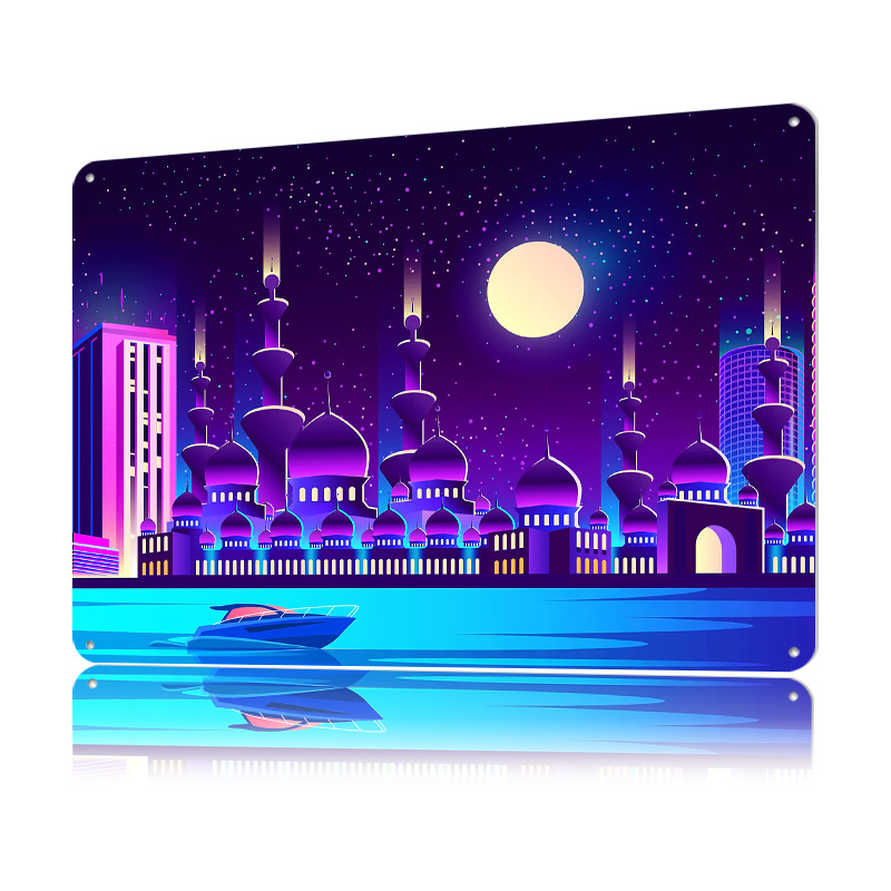 Pôster Metálico Synthwave Neon - Home Office Dubai avaliação e preço