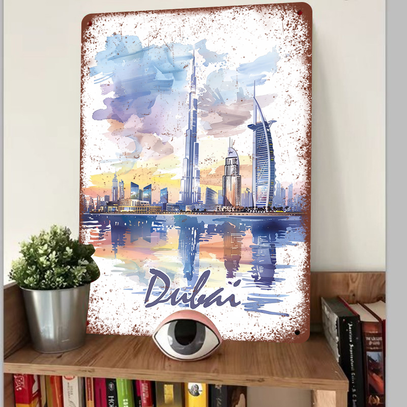 Dubai Skyline Aquarela Metal W - Home Office Dubai avaliação e preço