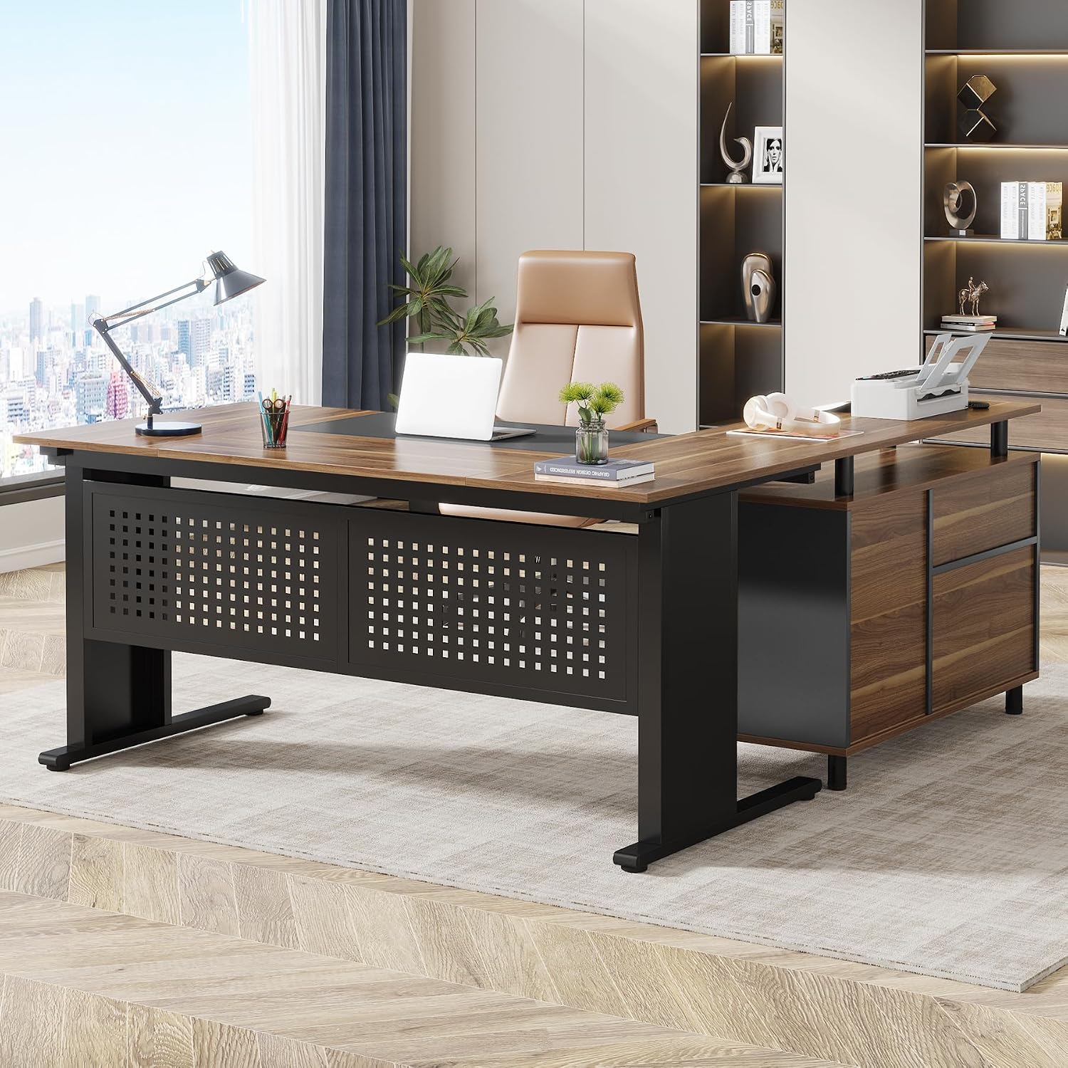 Mesa Executiva em L de 63 Pole - Home Office Trabalho avaliação e preço