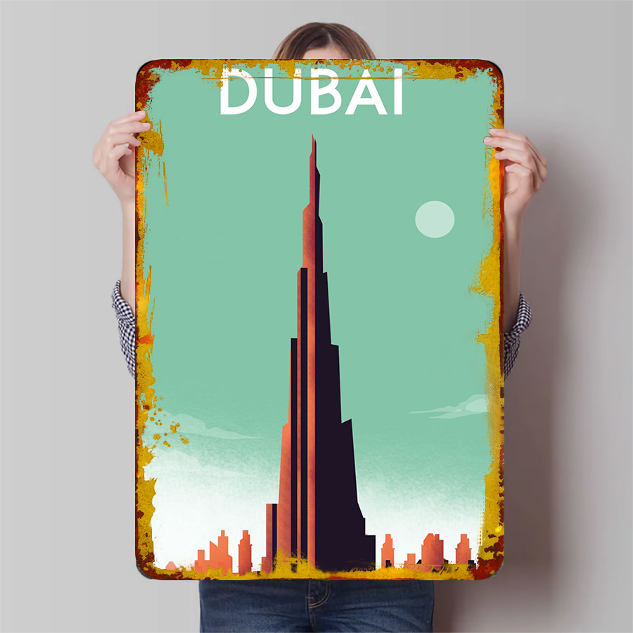 Dubai Skyline Metal Wall Art B - Home Office Dubai avaliação e preço
