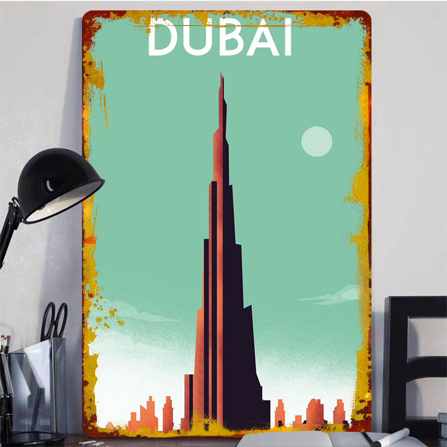 Dubai Skyline Metal Wall Art B - Home Office Dubai avaliação e preço