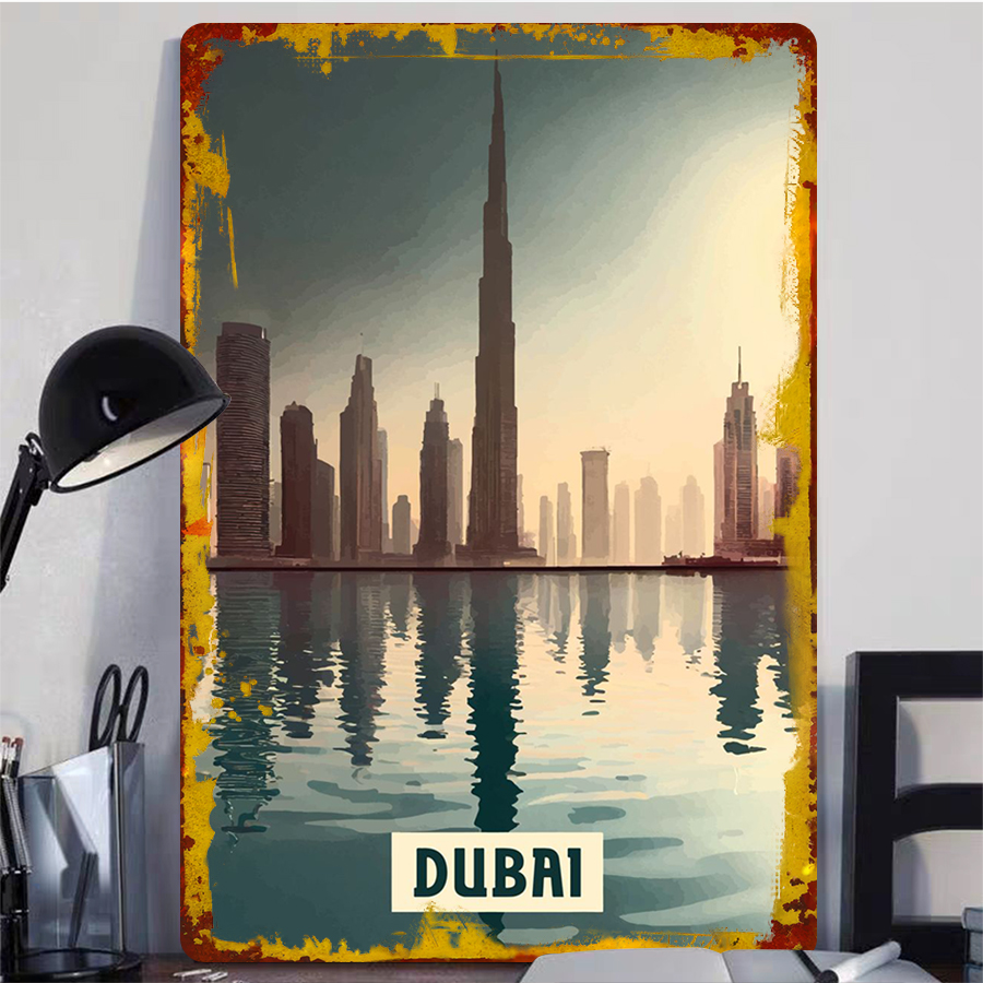 Dubai skyline no pôr do sol ar - Home Office Dubai avaliação e preço