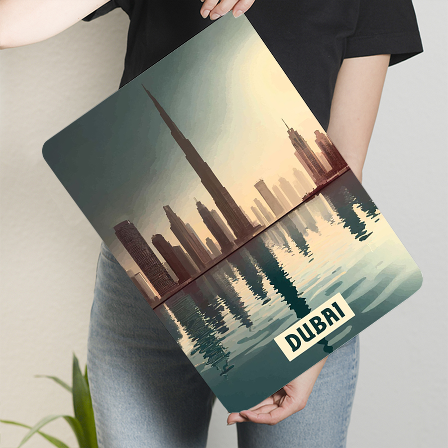 Dubai skyline no pôr do sol ar - Home Office Dubai avaliação e preço