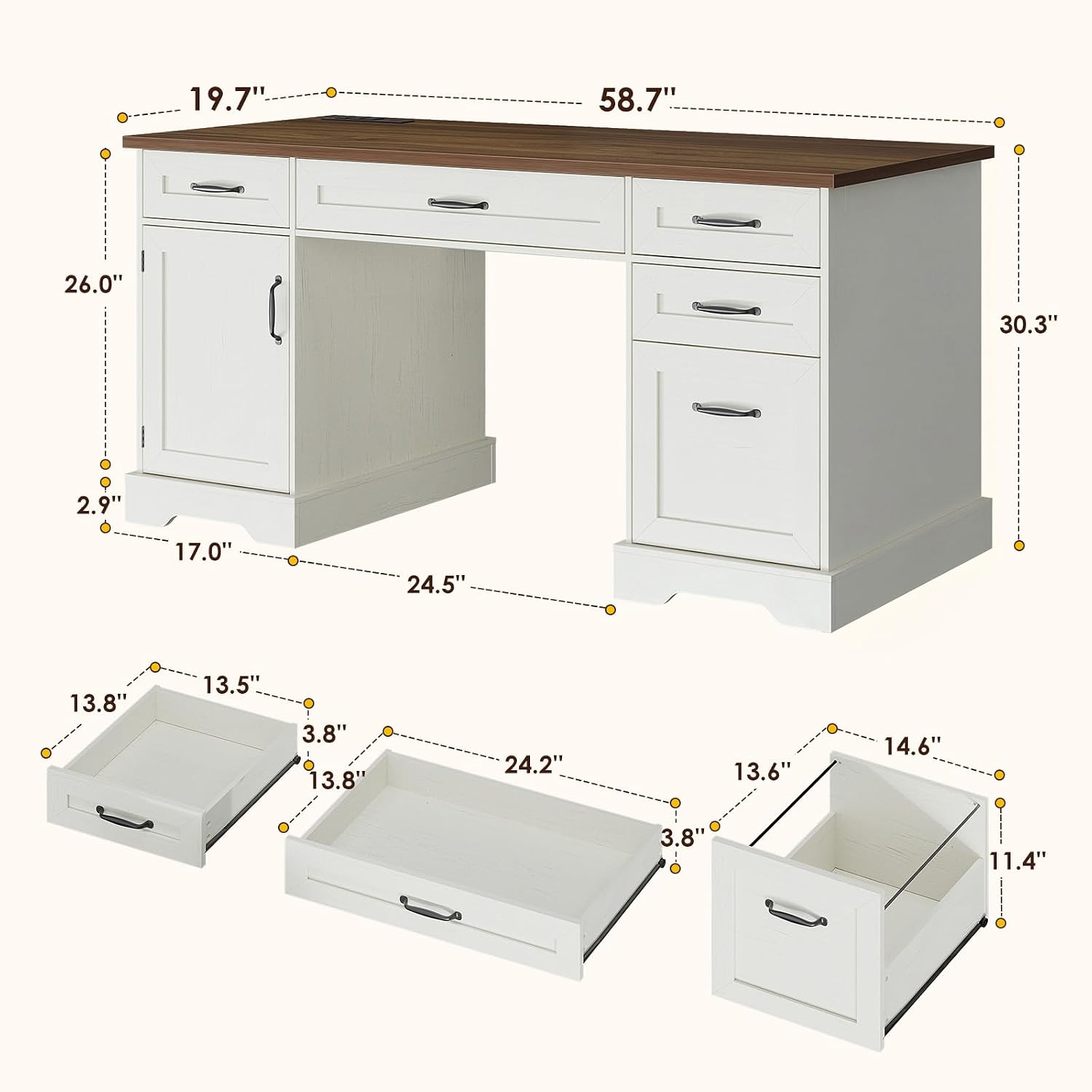 Mesa Executiva Farmhouse de 59 - Home Office Trabalho avaliação e preço