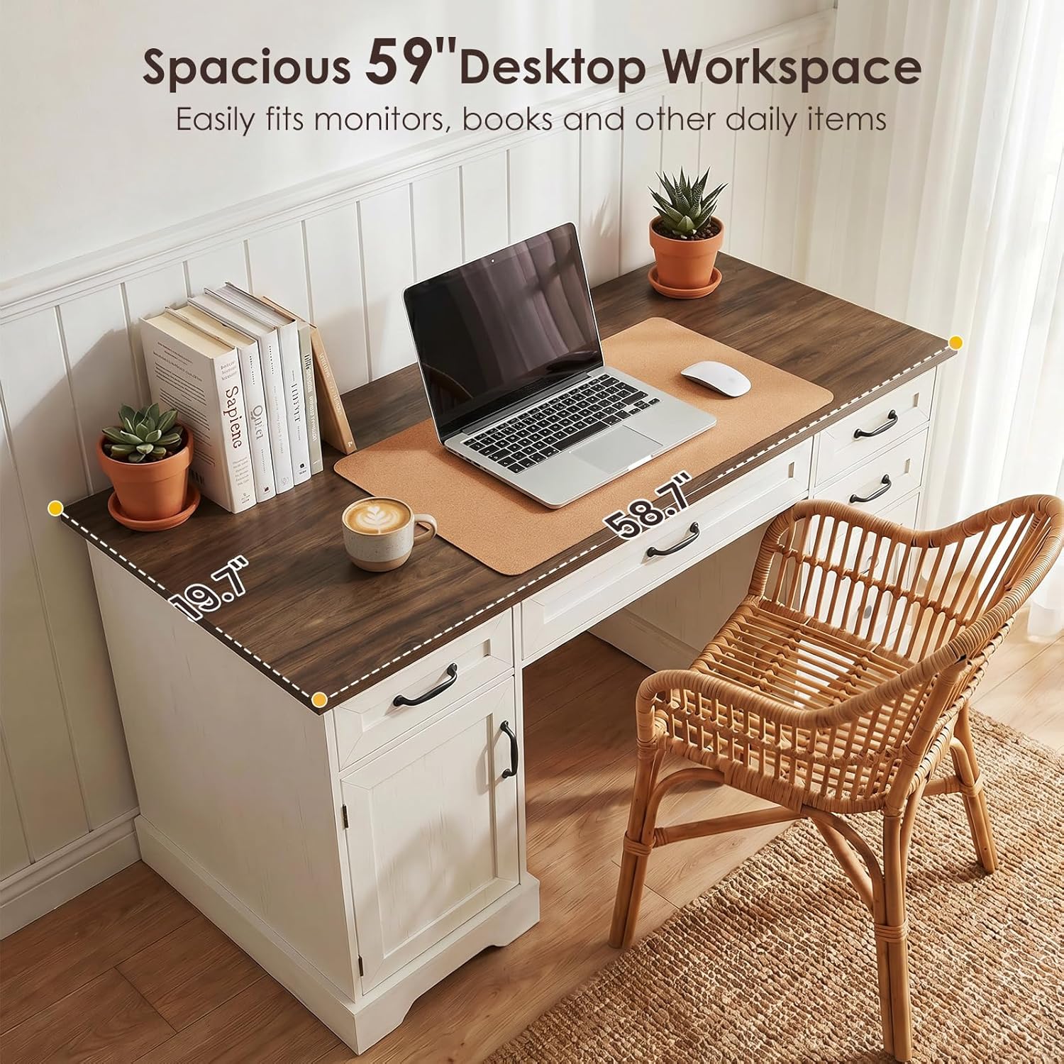 Mesa Executiva Farmhouse de 59 - Home Office Trabalho avaliação e preço